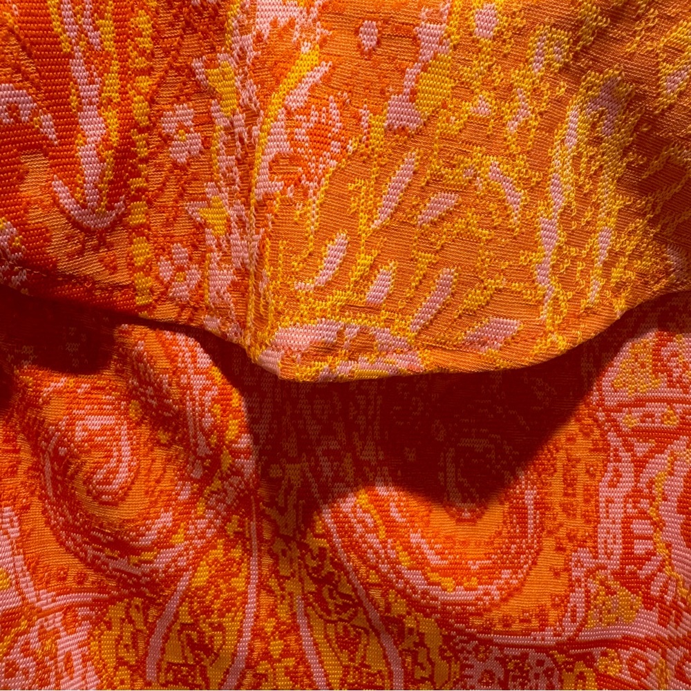 ZARA Rare Orange and Pink Floral Paisley Ruffled Sleeveless Blouse Size‎ Small - Picture 4 of 7